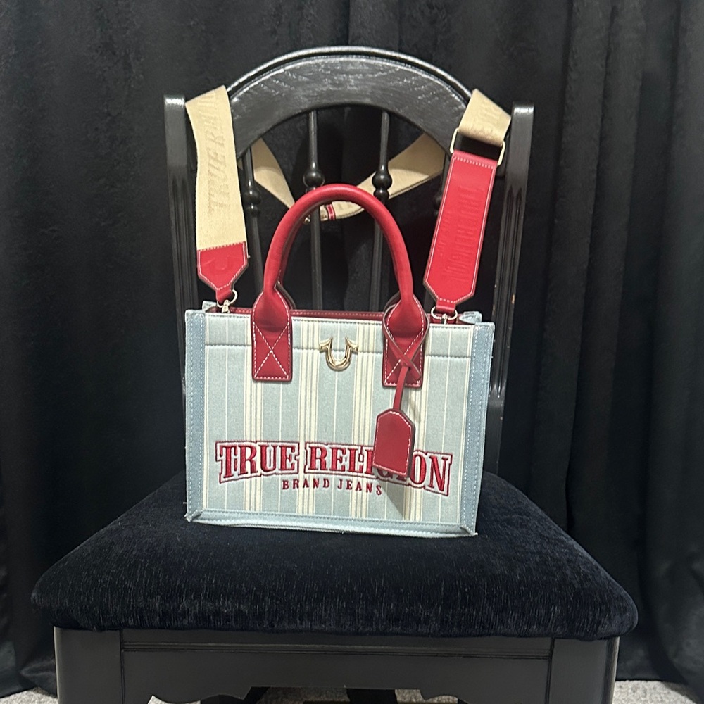 True Religion Striped Red and Blue Tote